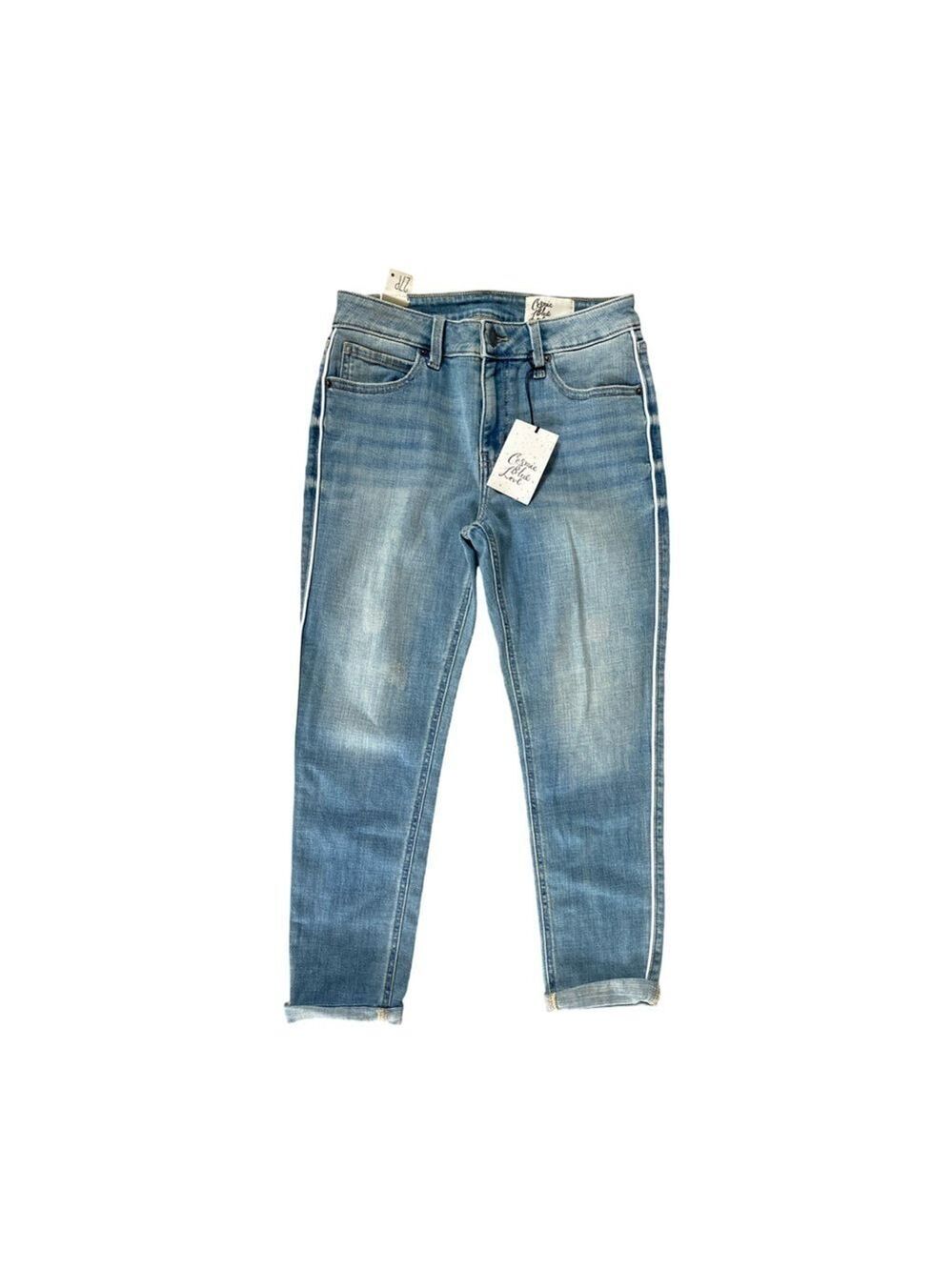 Cosmic Blue Love White Striped Skinny Denim Jeans NWT Size 27P